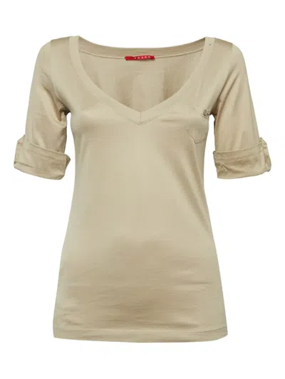 Pre-owned Prada Cotton V-neck Top