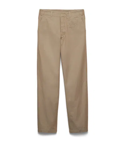 Prada Cotton Wide-leg Trousers In Neutral
