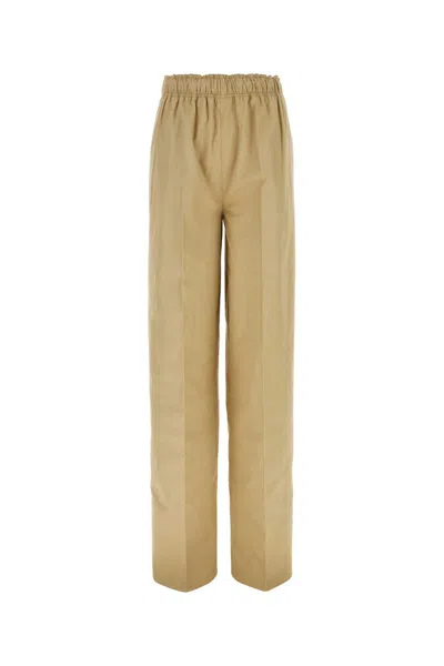 Prada Cotton Wide-leg Pants In Beige O Tan