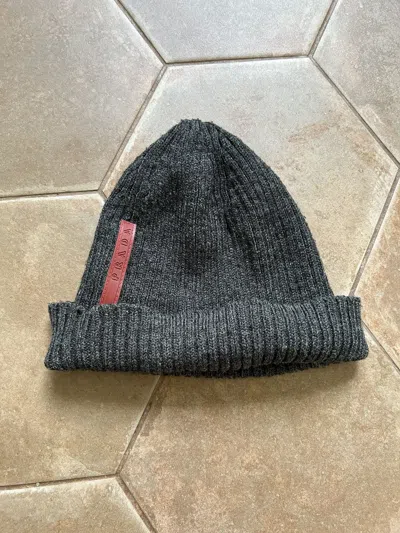 Pre-owned Prada Cotton Wool Hat In Grey