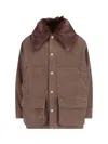 Prada Cotton Shearling-collar Jacket In Brown