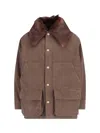 Prada Cotton Shearling-collar Jacket In Brown