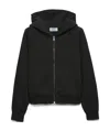 Prada Kapuzenpullover Aus Baumwolle Mit Reissverschluss In Asphalt Gray