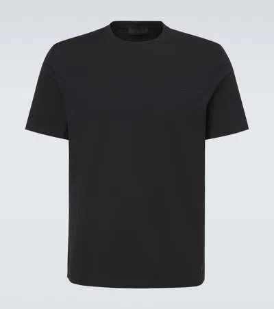 Prada Cotton-blend Jersey T-shirt In Black