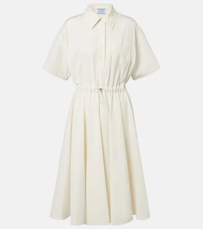 Prada Cotton-blend Polo Dress In Neutral