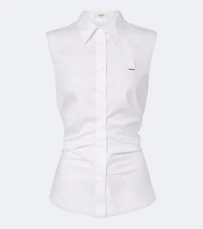 Prada Cotton-blend Poplin Shirt In White