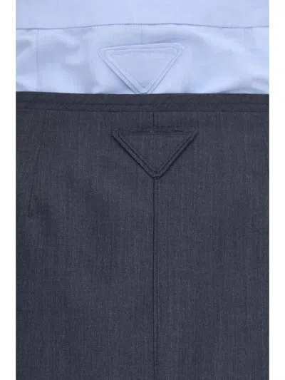 Prada Cotton-linen Double-layer Midi Skirt