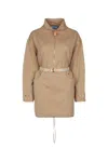 Prada Half Zipped Drawstring Jacket In Beige
