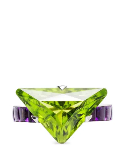 Prada Couleur Vivante Peridot And Amethyst Solitaire Ring In Multi
