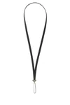 Prada Triangle-logo Leather Phone Strap In Black