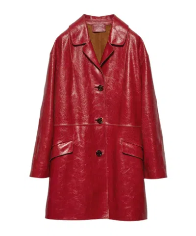 PRADA CRACKLE SUEDE COAT