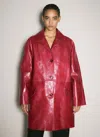 Prada Button-fastening Leather Coat In Red