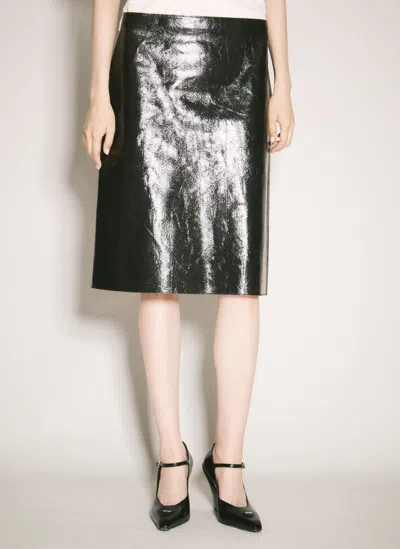Prada Craquelé Leather Skirt In Black