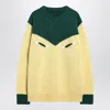 Prada Cream And Emerald Green Wool Sweater In Multi