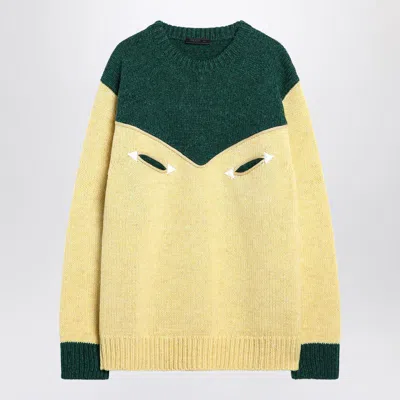 Prada Cream And Emerald Green Sweater In Multi