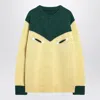 Prada Cream And Emerald Green Wool Sweater In Yellow