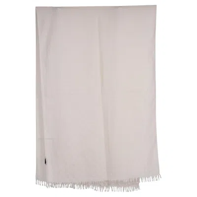 Pre-owned Prada Cream Cashmere & Silk 2020 Symbole Jacquard Shawl Scarf In White
