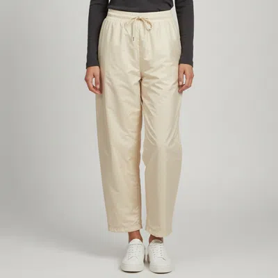 Pre-owned Prada Cream Re-nylon Padded Drawstring Trousers M In White