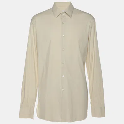 Pre-owned Prada Cream Stretch Cotton Button Front Shirt Xl