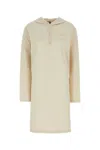 Prada Abito Felpa In Cotone Stretch Crema Donna In Naturale