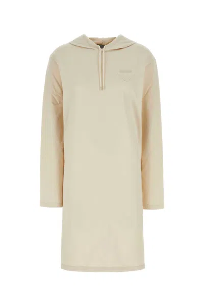 Prada Abito Felpa In Cotone Stretch Crema Donna In Yellow