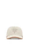 Prada Canvas Baseball Cap Curved Brim In White
