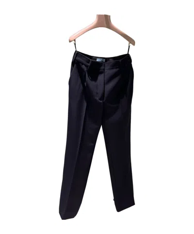 Prada Creased Detail Casual Pants In Blue