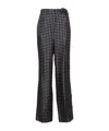 Prada Blue Silk Trousers With Paisley Print In Blue