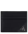 Prada Textured Black Cardholder With Triangular Logo In Black