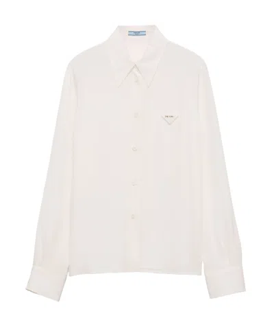 Prada Crepe Chine Shirt In Nude