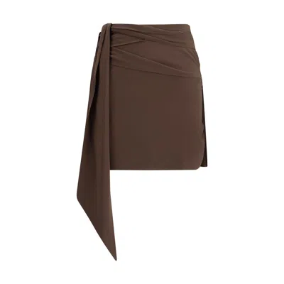 Prada Silk Crepe De Chine Mini Wrap Skirt In Brown