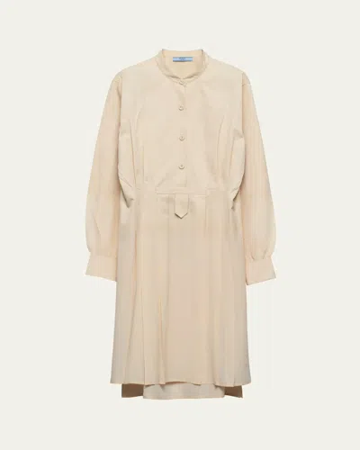 PRADA CREPE DE CHINE PLEATED SHIRTDRESS