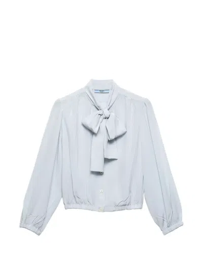 Prada Crepe De Chine Shirt In Blue