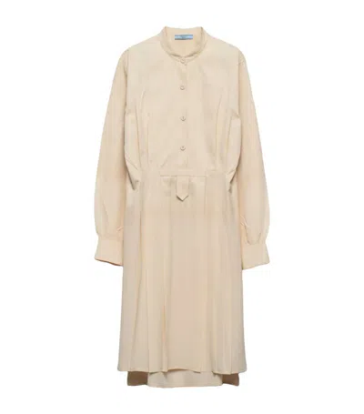 Prada Gradient-effect Silk Midi Dress In Beige