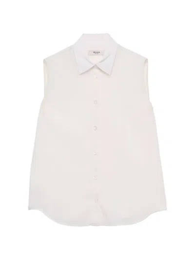 Prada Crepe De Chine Shirt In Neutral