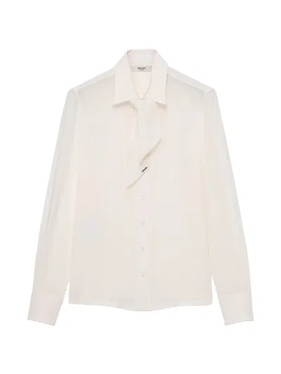 Prada Crepe De Chine Shirt In White