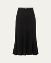 Prada Crepe Midi Skirt In Nero