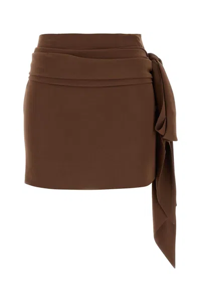Prada Crepe Mini Skirt In Brown