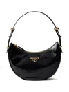 Prada Crescent Shape Black Bag With Gold-tone Hardware In Black