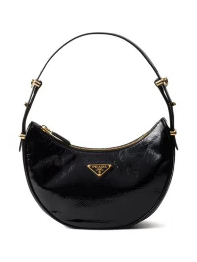 Prada Crescent Shape Black Bag With Gold-tone Hardware