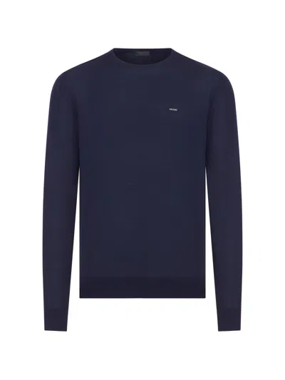 Prada Crew Neck Sweater Long Sleeves Knitwear In Blue