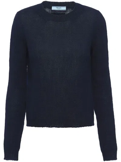 Prada Maglione Girocollo In Cashmere In Blue