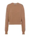 Prada Textured Cable Knit Sweater In Brown