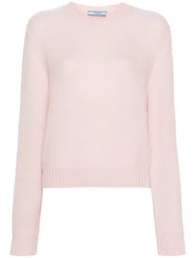 Prada Crew-neck Cashmere Jumper In Pink