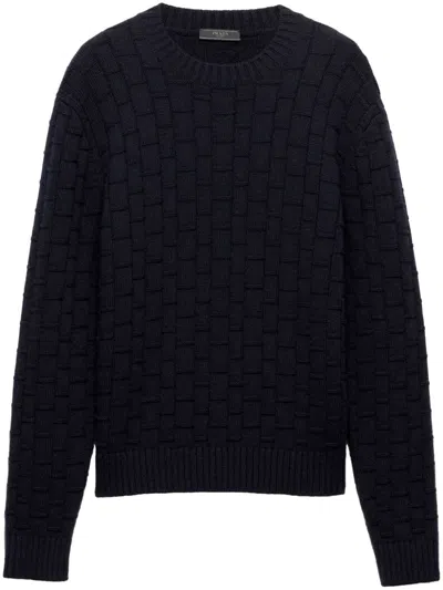 Prada Crew-neck Cashmere Sweater In ブルー