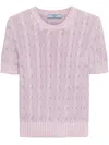 Prada Womens Purple Round-neck Cable-knit Cotton Jumper In Purple