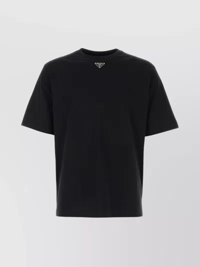 Prada Triangle Logo Oversized T-shirt In Black