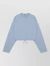 Prada Crew Neck Cropped Top Drawstring Hem In Blue