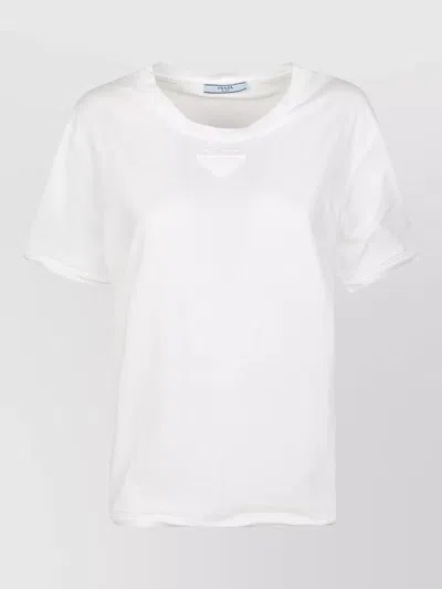 Prada Crew Neck Jersey Top Short Sleeves In White
