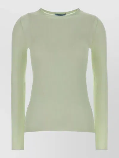 Prada Crew Neck Knit Sweater Long Sleeves In Green